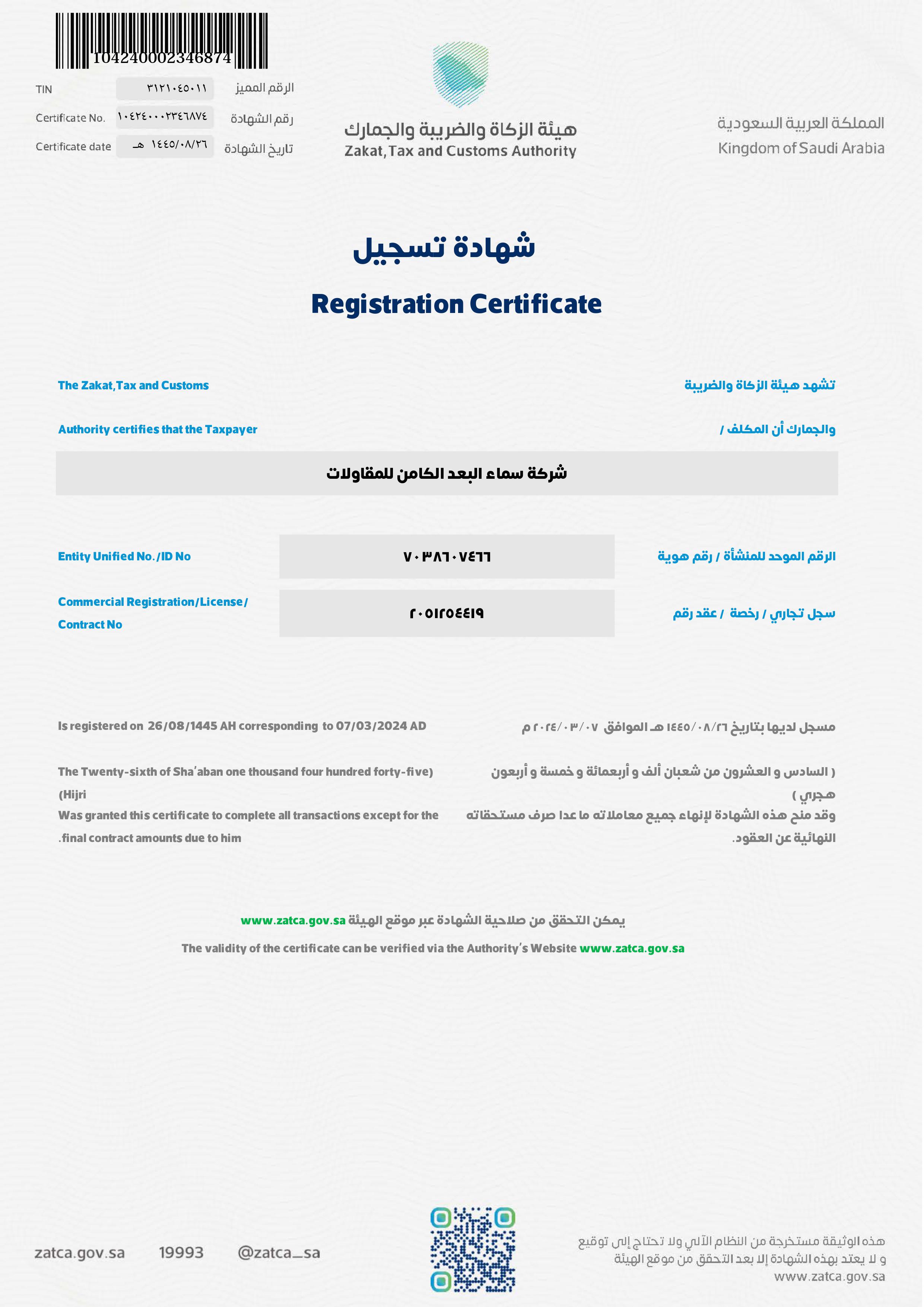 SPK Power Infra Pvt Ltd Certificate